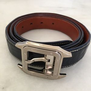 Men’s blue alligator belt with Cartier buckle